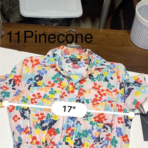 Halogen x Atlantic Pacific Smocked Utility Midi Dress in Pink Multi Paloma  XS - Picture 11 of 14